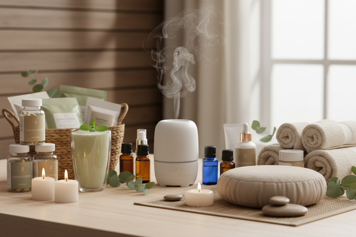 health and wellness showing health products but also wellness